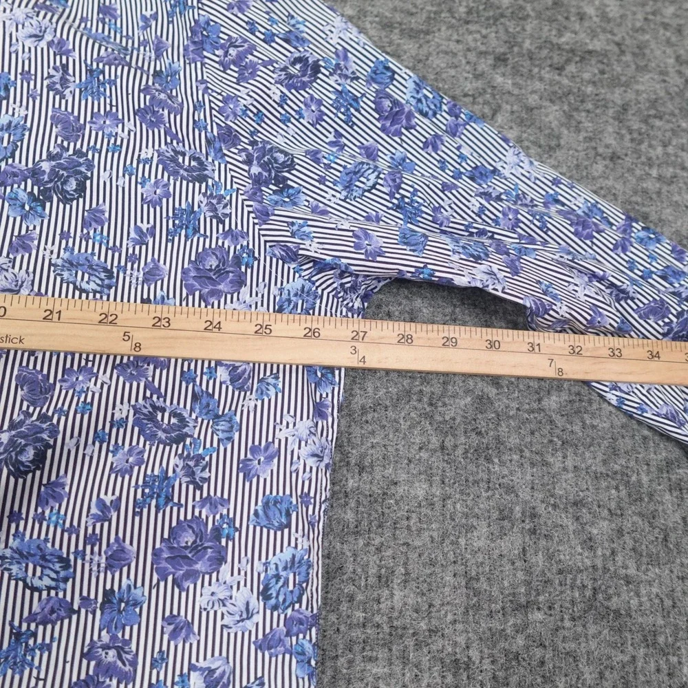 1 Like No Other London Shirt Mens XXL Blue Floral Stripe‎ Long Sleeve Casual